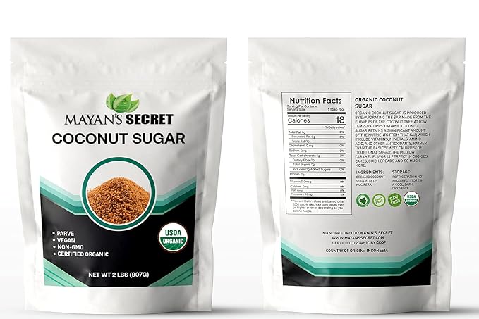 Mayan's Secret 2 lbs USDA Certified Brown Coconut Sugar Organic for Baking - Low Glycemic | Unrefined | Trace Minerals