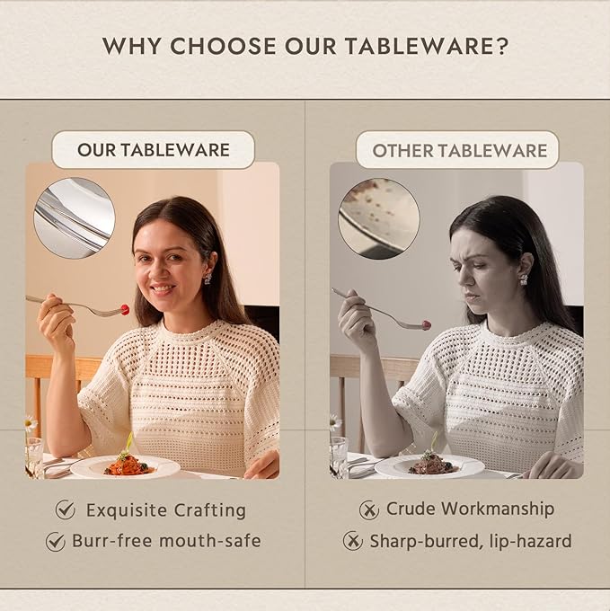 KINGSTONE Dinner Spoon Set, 24-Piece Tablespoons Silverware Spoons, Premium Food Grade Stainless Steel Spoons, Mirror Finish & Dishwasher Safe, Use for Kitchen, Home, Wedding, Party