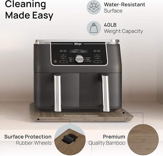 Ibyx Elegant Sliding Tray for Your Coffee Maker & Heavy Kitchen Appliances - Sturdy, Slides Easily from Under The Cabinet (Brown, 16" W x 13" D)