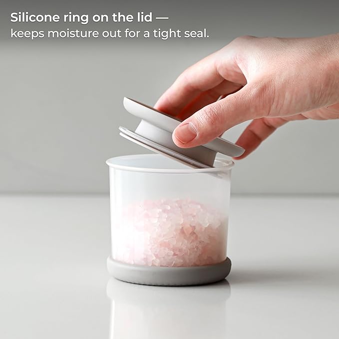 Under-Shelf Spice Rack with 3 Airtight Jars, Measuring Lids, Space-Saving Hanging Organizer for Salt, Sugar & Spices