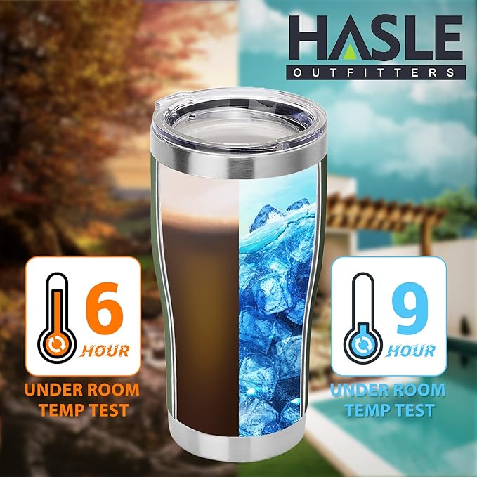 HASLE OUTFITTERS 20 oz Tumbler Bulk, Stainless Steel Tumblers with Lid, Vacuum Insulated Tumbler, Double Wall Powder Coated Cup, coffee mugs, Army Green, 12 Pack