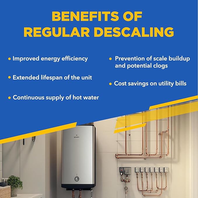 Tankless Water Heater Descaler - Premium Descaler for Tankless Water Heater Systems, Restores Heating Efficiency, Quickly Dissolves Scale - 1 gallon