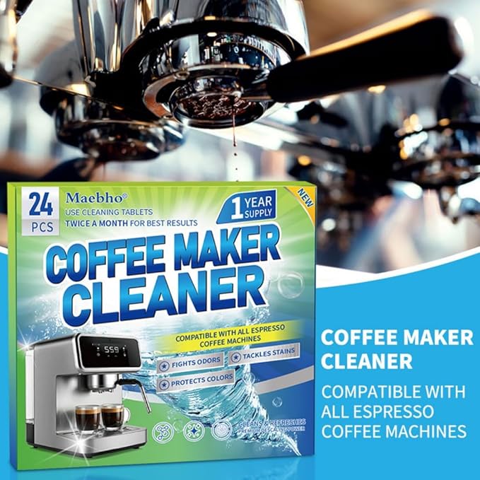 Coffee Maker Cleaner & Descaler Tablets - 24 PCS Uses for Keurig, Ninja, Breville, Delonghi, Miele, Jura and More, Coffee Machine Claening Tablets Removes Limescale -1Year Supply