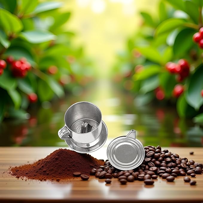 1 Set Vietnamese Coffee Filter Stainless Steel Coffee Pot Drip Infuse Cup Brewing Teapot No Need Paper Drip Coffee Pot Machine Filter Attractive Processing, Reusable Coffee Filters