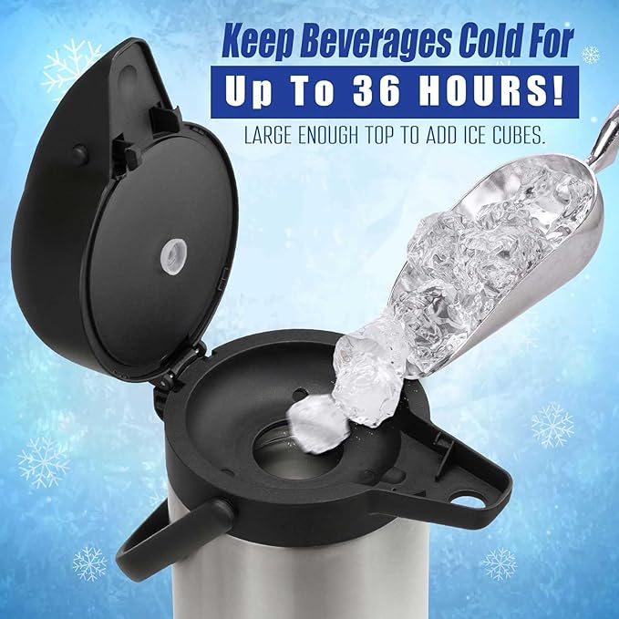 Coffee Carafe for Keeping Hot - 102oz/3L Airpot Coffee Dispenser with Pump - Insulated Stainless Steel Hot Beverage Dispenser for Parties - Thermal Carafe for Hot Drinks Water Tea Chocolate