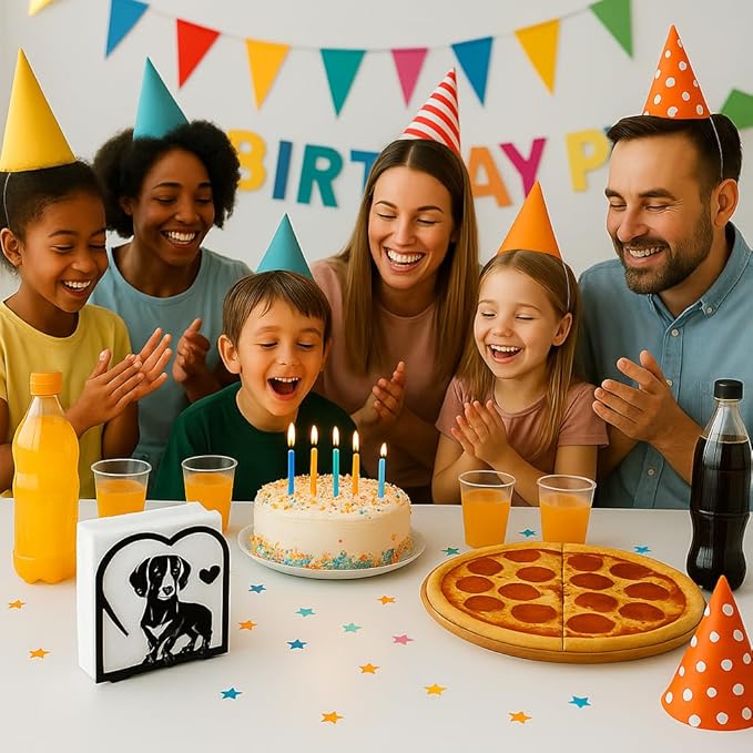 Decorative Napkin Holder for Kitchen & Dining Table – 2 Pack Metal Napkin Holders for Everyday & Cocktail Napkins – Floral & Dog Design – Anti-Scratch Slip-Resistant Paper Napkin Dispenser