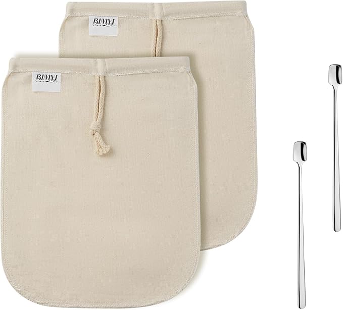 Reusable Cold Brew Bags & Cold Brew Coffee Bags Reusable - for Toddy Systems | 100% Natural Organic Cotton Cold Brew Filter Bags 2-Pack + 2 Bonus 304 Silver Spoons