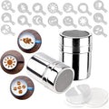 2 Pack Chocolate Shaker Powdered Sugar Shaker Duster 16 Coffee templates Set for Cream,Powdered Sugar,Cocoa,Cappuccino,for Kitchen,Drinks,Baking (18)