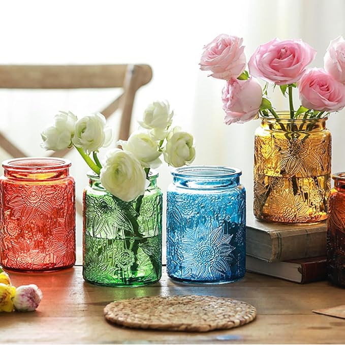 ANSQU Vintage 23.7oz Glass Jar with Solid Wood Lid - Airtight Storage for Loose Tea, Coffee, Candy, Cookies, Laundry Detergent - Decorative Kitchen Jar, Cute & Functional (Yellow, 1 Pack)