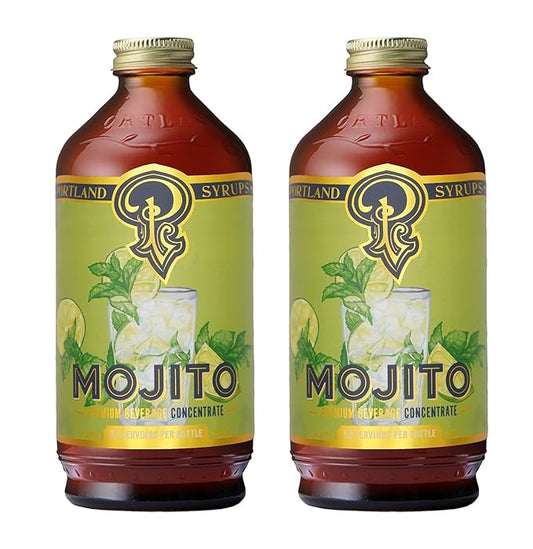 Portland Syrups Mojito Syrup - Refreshing Mint and Zesty Lime Flavor - Premium Beverage Concentrate for Cocktails, Mocktails, Tea, and More - 12 oz with 24 Servings (Pack of 2)