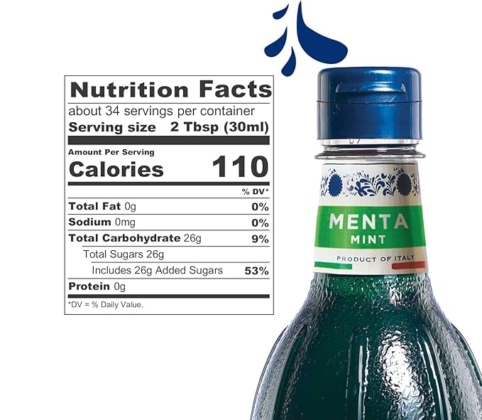 Fabbri Flavoring Syrup, Mint, Made in Italy, 33.8 Ounce (1 Liter)