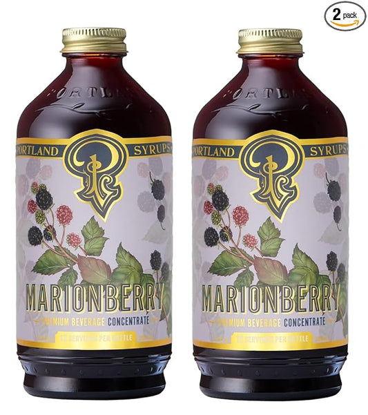 Portland Syrups Marionberry Syrup - Craft Pacific Northwest Fusion for Cocktails, Desserts, Soda, and More - 12 oz with 24 Servings (Pack of 2)
