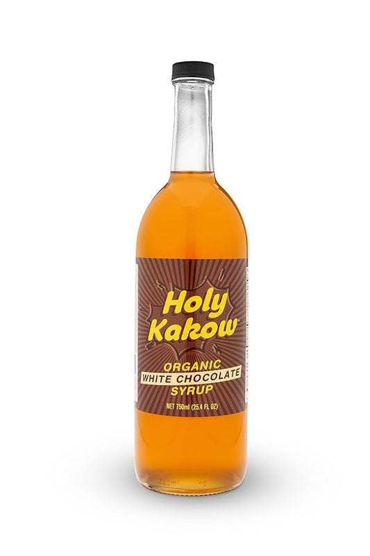 Holy Kakow Organic White Chocolate Syrup - Coffee Syrup, White Mocha Syrup, Organic Syrup for Coffee, White Chocolate Mocha Syrup, Coffee Flavoring Syrup, Add to Latte, Cocktail or Shake - 750ml