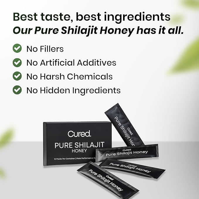 Cured Pure Himalayan Shilajit Honey Sticks | Maximum Strength Shilajit for Men & Women w/ 85+ Trace Minerals | for Energy, Endurance, & Immunity | Non-GMO & Organic Raw Honey Packs