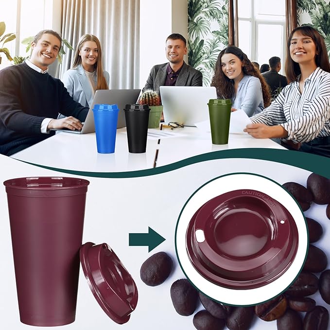Domensi 15 Pack Reusable Coffee Cups with Lids 16 oz Disposable Travel Cups Bulk Plastic to Go Coffee Tumblers for DIY Hot Cold Drink Party Favors Coworker, Microwaveable (Multi Colors)