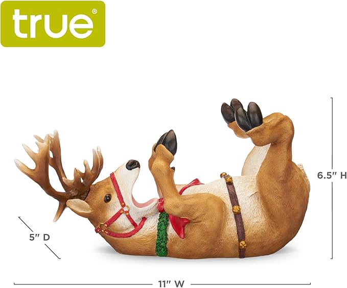 True Reindeer Polyresin Wine Bottle Holder - Table Top and Counter Wine Rack, Animal Home Decor, Set of 1, Brown, Holds 1 Standard Wine Bottle
