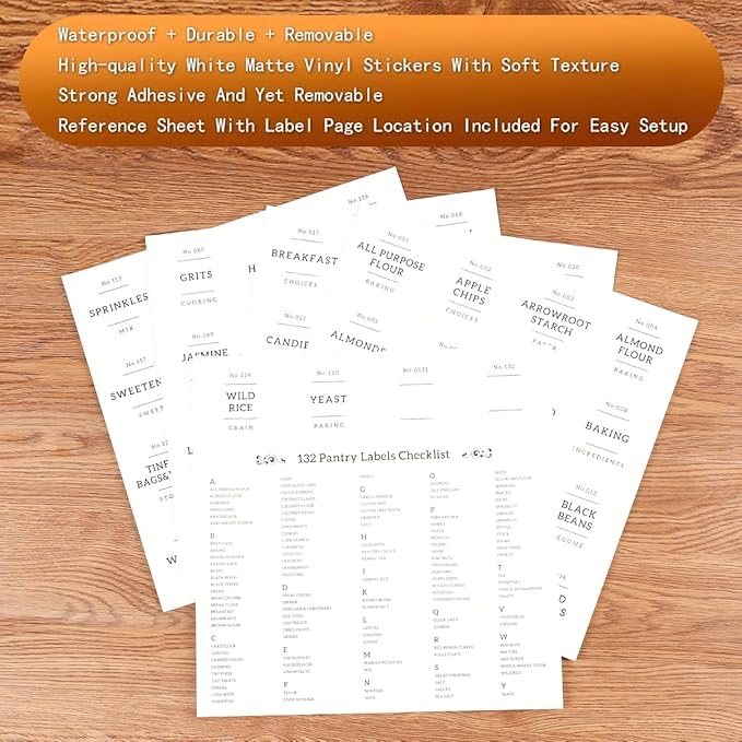 6-Pack Borosilicate Glass Storage Jars with Bamboo Lids + 132 Pre-Printed Pantry Labels Included, BPA-Free Thicken Airtight Containers for Flour, Sugar, Rice, Microwave & Freezer Safe(100OZ/54OZ/27OZ)