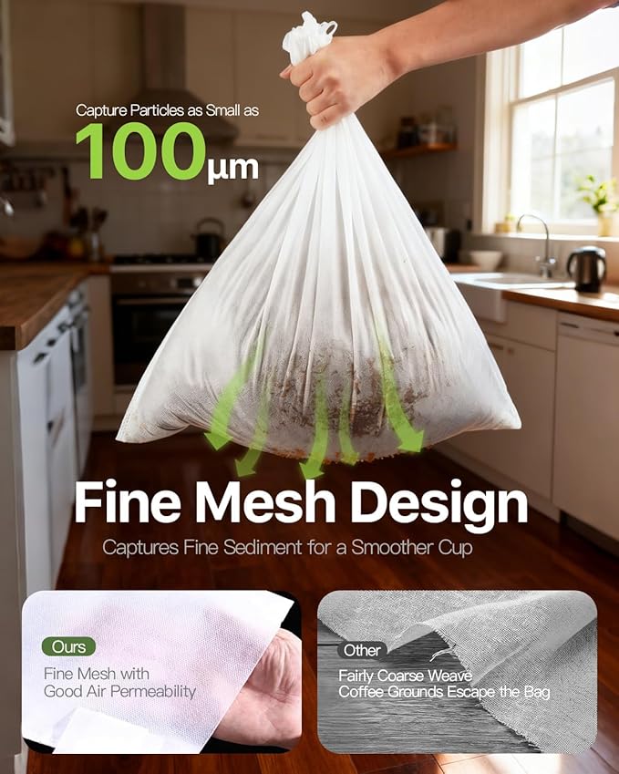 Grasseed Cold Brew Filter Bags for Toddy Commercial Coffee Makers, Commercial Cold Brew Bag with Straps Fits 5 Gallon System, 20" x 20", 100Pack