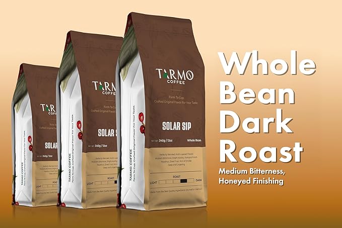 TARMO - SOLAR SIP | Low Acid 100% ARABICA Whole Bean Coffee | Specialty Vietnamese Coffee | Single Origin Dark Roast Coffee Beans | 12 Oz Bag