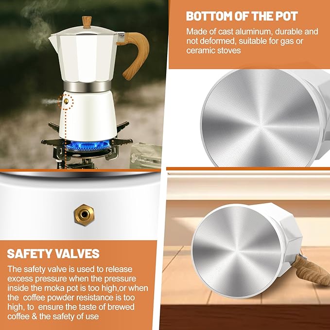 3 Cup Aluminum Espresso Stovetop Moka Pot Express Coffee Maker Percolator Italian Classic Mocha Coffee Machine for Italian and Cuban Cafe Brewing for Home & Camping 150ml 5oz