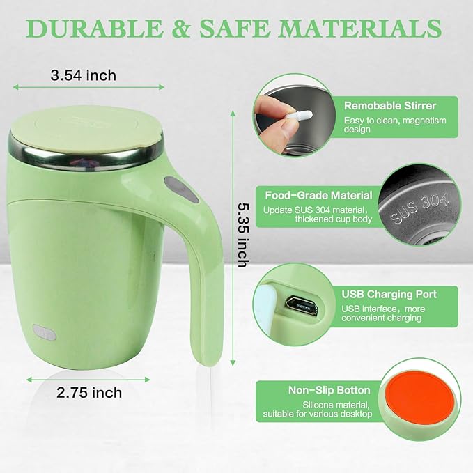 Self Stirring Mug,Rechargeable automatic magnetic Self stirring coffee mug,Rotating Home Office Travel Mixing Cup,To Stir Coffee, Chocolate, Milk, Protein,Cocoa Etc, Great For Office, School, Gym…