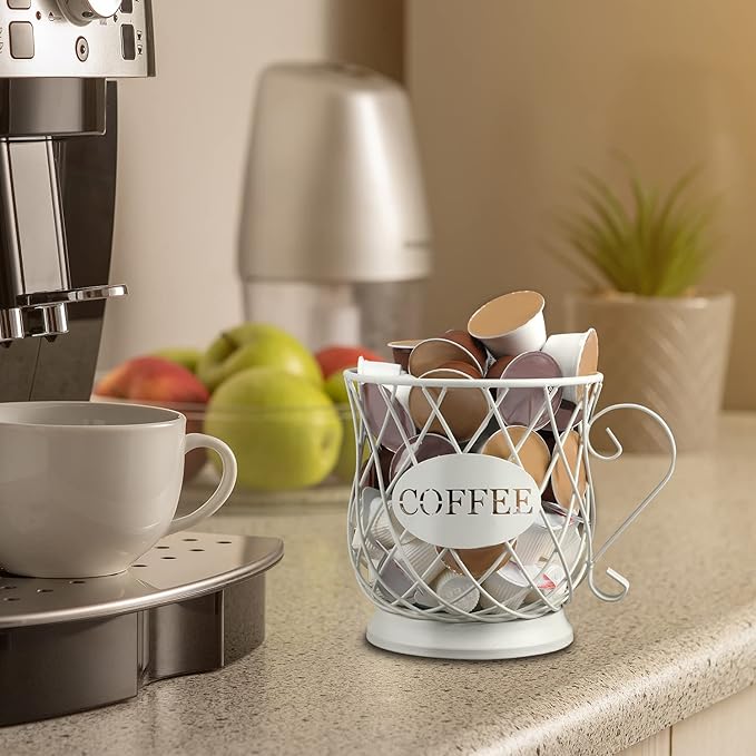 TreeLen White Medium Coffee Pod Capsule Storage Holder for 35 K Cups Capacity K Cup Holder K Cup Organizer