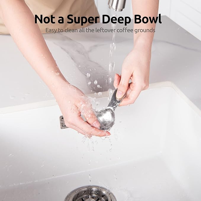 Coffee Scoop: U-Taste 18/8 Stainless Steel Measuring Coffee Scoop 1 tablespoon & 2 tablespoon, Short Handled Measure Scooper for Ground Coffee, Bean in Canister (Silver, 1Tbsp&2Tbsp / 15ml&30ml)