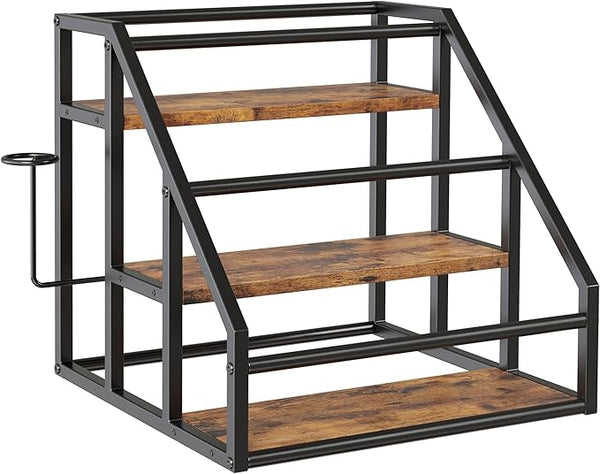 Coffee Syrup Rack Organizer, 3 Tier Countertop Storage Shelves, Kitchen Storage, 12 Syrup Bottle Stand Holder for Wine, Liquor, Kitchen Coffee Station Organizer Rack, 13.8