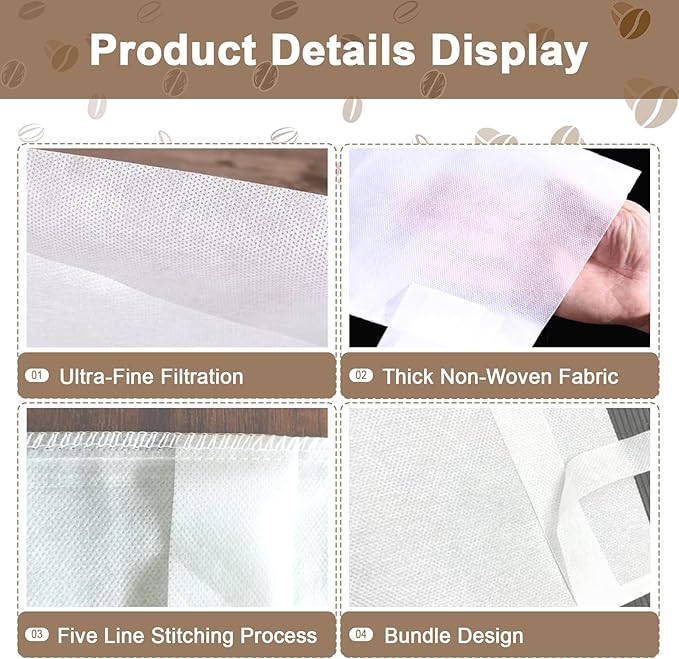 100 Pack Commercial Cold Brew Coffee Filters for 5 Gallon Buckets, 20" X 20" Commercial Cold Brew Bags for Commercial Model Cold Brew Coffee Makers, Brew Up To 5 LBS Coffee