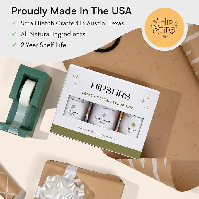 HipStirs Summer Cocktail Syrup Trio | Sweet Heat, Lavender Haze, Blackberry Mint | Craft Drink Mixers for Cocktails & Mocktails | Small Batch, Natural Ingredients (3 Pack, 8oz Bottles)