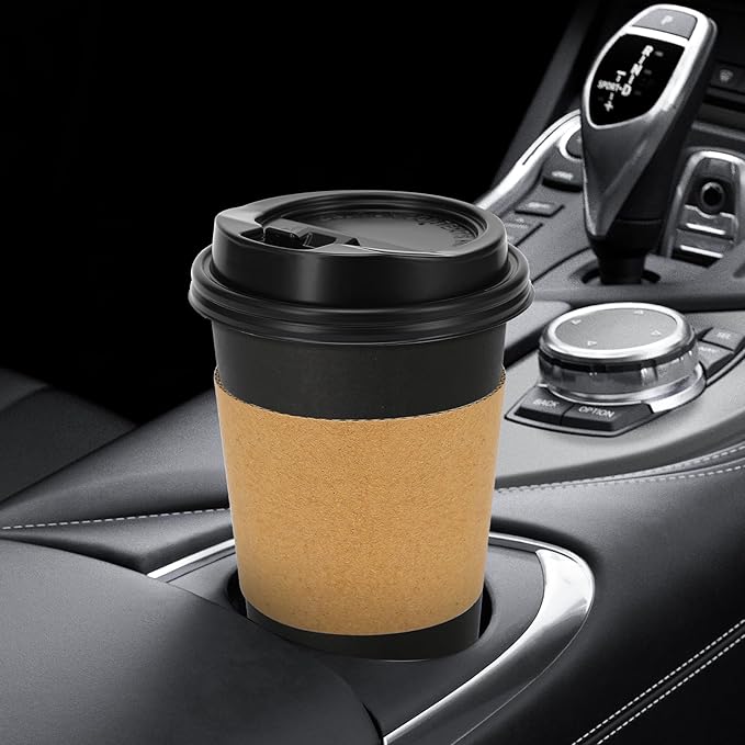 Lamosi 500 Pack 16 oz Disposable Coffee Cups with Lids and Sleeves, Black Leak-Proof To Go Coffee Cups with Lids, Hot/Cold Beverage Black Drinking Cup for Home, Office, Parties, Travel