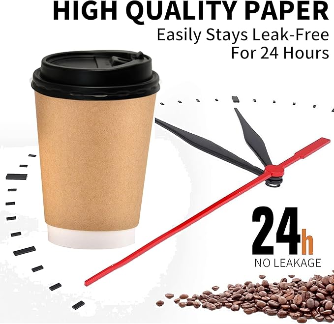 Disposable Coffee Paper Cups Of 12oz With lids, Double Wall Insulated Hot To go Cups With Lids, Hot Coffee Cups With Lids For Coffee Supplies, Daily Usage Or Any events