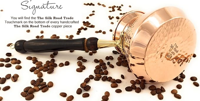 ACC Series (Large - 18 fl oz) - Hand Hammered Turkish Greek Arabic Armenian Copper Coffee Pot, Heavy Duty Stovetop Coffee Maker Cezve Jazzve Jazva Jezve Ibrik Briki