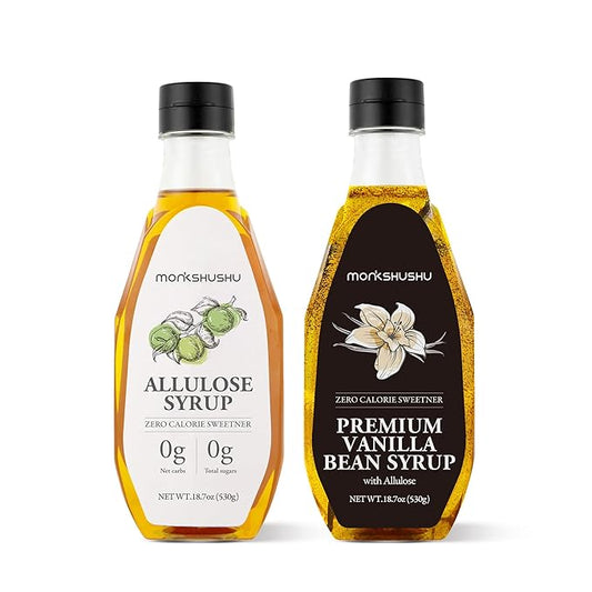 Allulose syrup & Premium Vanilla Bean Allulose Syrup 18.7 Fl Oz - Liquid Sweetener for coffee and other drinks - Keto, Vegan, Diabetes-Safe - Zero Calorie Sugar Substitute - Monk Fruit