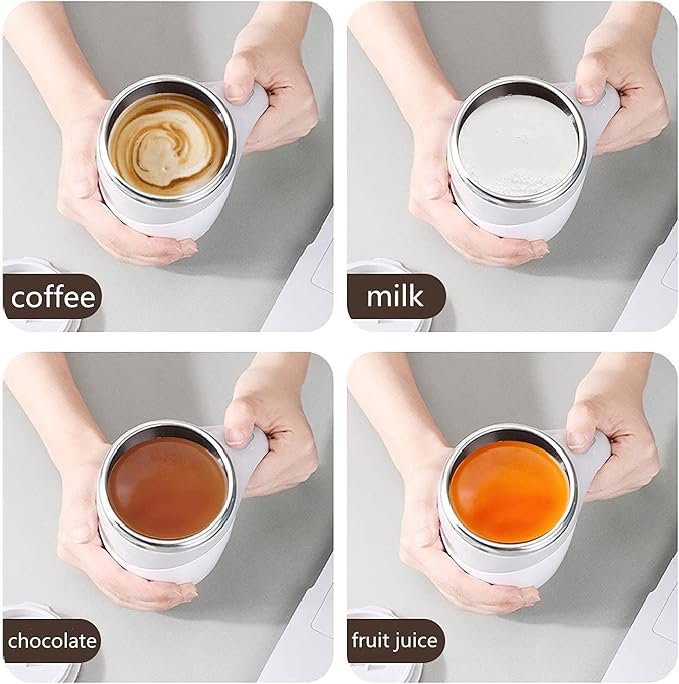 Automatic Magnetic Stirring Coffee Mug, Rotating Home Office Travel Mixing Cup，Funny Electric Stainless Steel Self Mixing Coffee Tumbler, Suitable for Coffee, Milk, Cocoa and Other Beverages……
