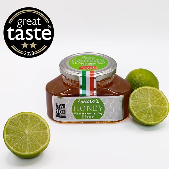 Louisa's Lime Honey | Award-Winning Italian Raw & Pure Honey | TA 10+ (MGO 263+) | 100% Traceable | Sustainably Sourced | GMO, Gluten & Allergen Free | 350g