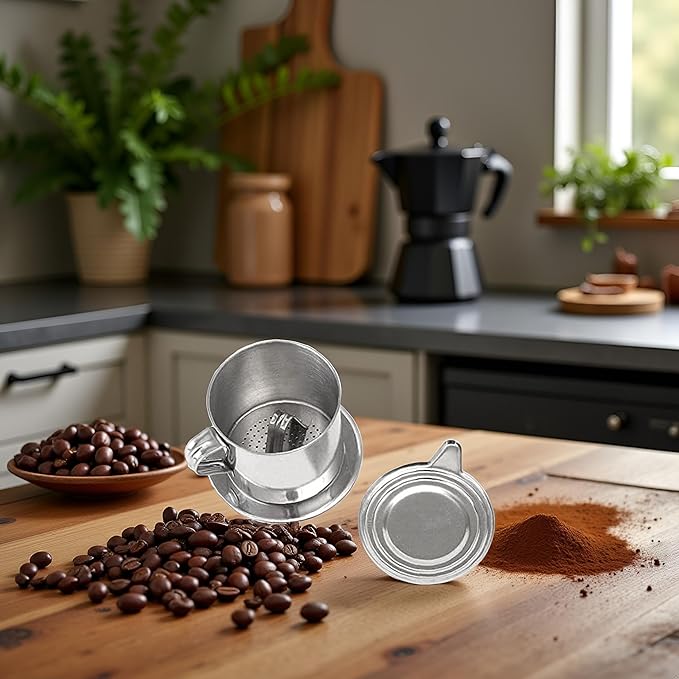 1 Set Vietnamese Coffee Filter Stainless Steel Coffee Pot Drip Infuse Cup Brewing Teapot No Need Paper Drip Coffee Pot Machine Filter Attractive Processing, Reusable Coffee Filters