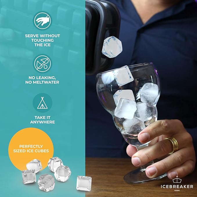 ICEBREAKER POP - 4 IN 1 - DISPENSER - MAKER - BIN - ICE PACK - Make And Serve Ice Without Ever Touching The Ice - The Sanitary Silicone Ice Tray for Freezer With Lid - Ice Cube Tray