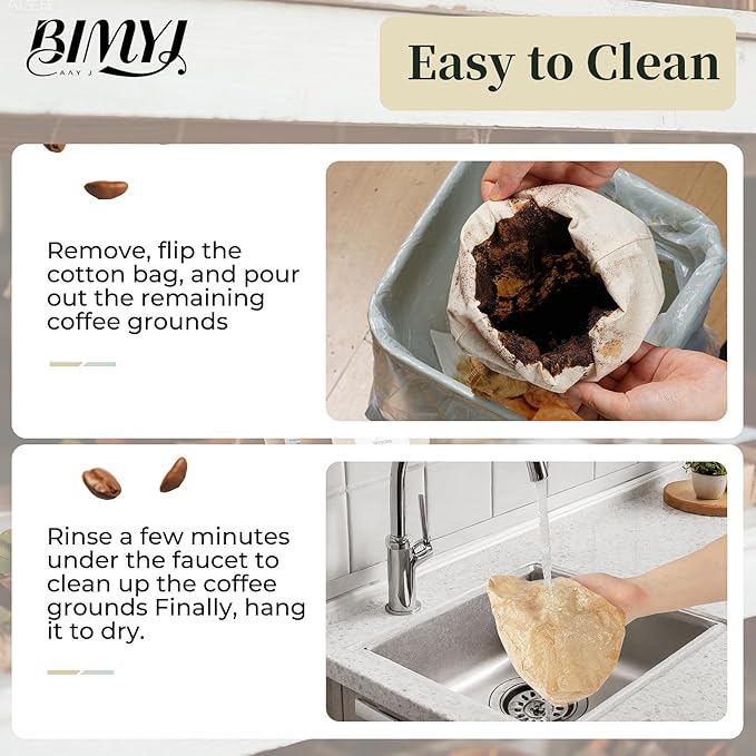 Reusable Cold Brew Bags & Cold Brew Coffee Bags Reusable - for Toddy Systems |11.8 inch Large 100% Natural Organic Cotton Cold Brew Filter Bags 2-Pack + 2 Bonus 304 Silver Spoons