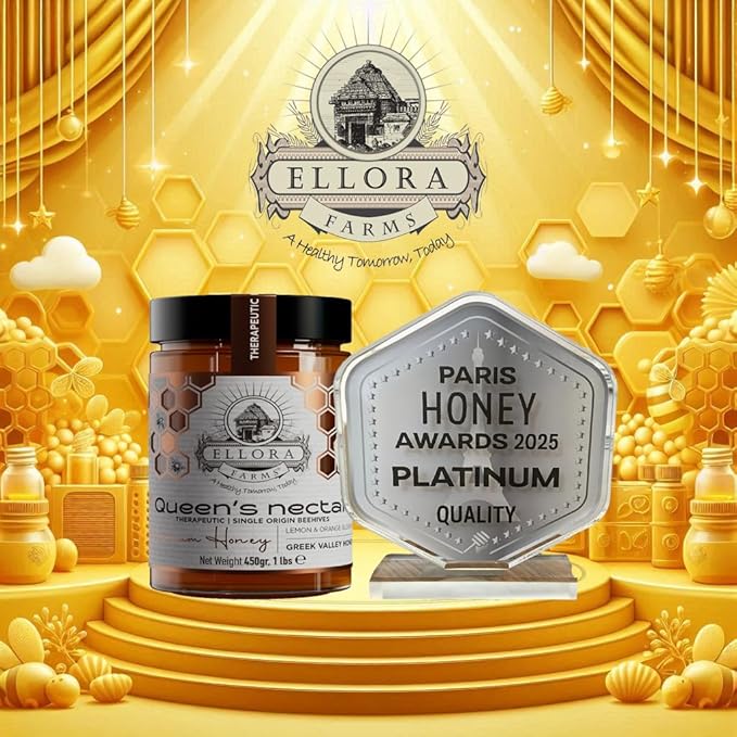 Ellora Farms Organic Honey, Thyme and Orange Blossom Raw Honey Organic Unfiltered, Single Origin Unfiltered Superfood, Includes Wooden Dipper, 1 lb Each, Twin Pack