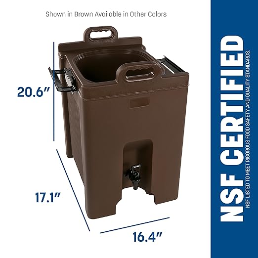 Carlisle FoodService Products Cateraide Insulated Beverage Dispenser with Handles for Catering, Kitchen, and Restaurants, Plastic, 10 Gallons, Black