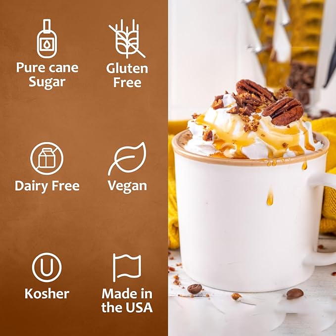 Syruvia Coffee Syrup, Maple Bourbon Pecan Flavored Syrup for Drinks, Lattes, and Desserts – 25.4 fl oz