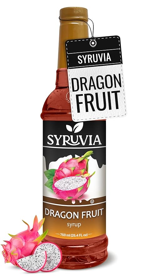Syruvia Dragon Fruit Syrup, Flavored Syrup for Drinks, Cocktails, Lemonades, Iced Teas, and Desserts – 25.4 fl oz