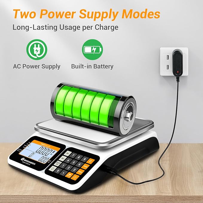 Commercial Kitchen Scale 66LB/30KG, Dual Upgrade LCD Display, Digital Price Computing, 5g Precision, Stainless Steel Pan for Produce, Meat, Food, Ideal for Farmers Market, Deli, Retail Outlets