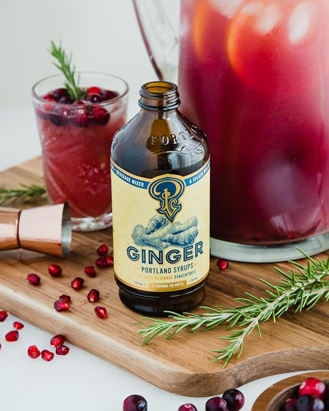 Portland Syrups Authentic Ginger Syrup - Intense Ginger Flavor with Slightly Hot Finish - Beverage Concentrate for Mocktails, Cocktails, Lattes, & Baking - 12 oz Bottle, 24 Servings (Pack of 2)
