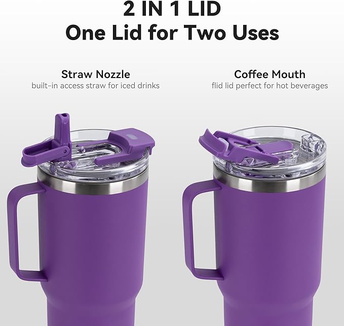 HASLE OUTFITTERS 30oz Tumbler With Handle, Insulated Travel Coffee Mug With Straw Leak-Proof Double Wall Stainless Steel Vacuum Tumblers Metal Cup with Straw for Hot and Cold Drink