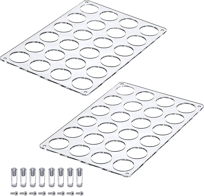Amazing Abby 2-Pack 24-Slot Flat Acrylic Coffee Pod Holder, Large-Capacity Plastic Coffee Capsule Storage, BPA-Free and Shatter-Proof, Great for Use on Countertop or in Drawer, Up to 48 Keurig K-Cups