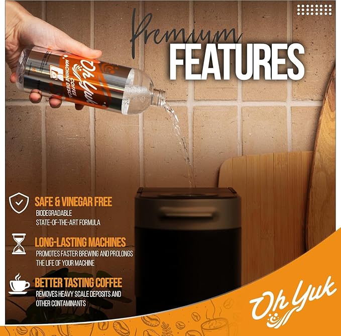 Oh Yuk Coffee Machine Descaler - Cleaning and Descaling Solution Universally Compatible for All Brands and Machine Types: Breville, Delonghi, Nespresso, Keurig - 16 oz (2)
