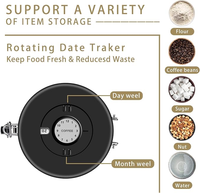 Coffee Canister, Airtight Coffee Container with Date Tracker Lid, Stainless Steel Canister for Kitchen Food Storage (Gary, 9oz)