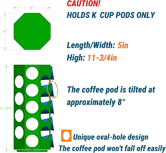 Compact Sturdy Metal K Cup Holder, Stylish and Modern Designed Coffee Pod Carousel, K Cup Storage Organizer, 36+1 Pods Capacity, No Assembly Required